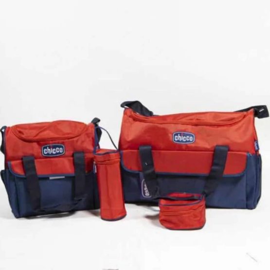 Chicco Sac à Langer 4 Pièces (2 Sacs+Trousse Biberon+Trousse accessoire) bleu/rouge